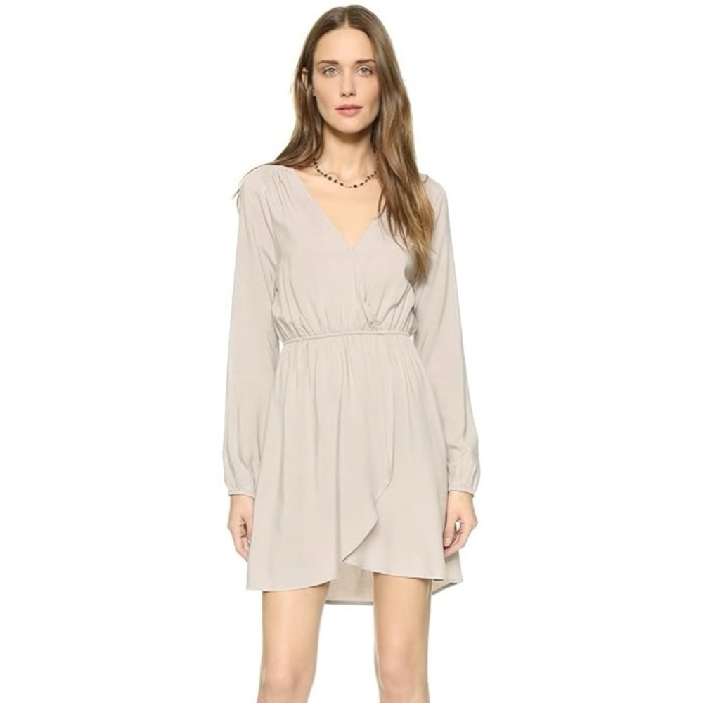 NWT BB Dakota Jack Leni Rayon and Lace Trim Dress, Wheat Beige, Size S - Picture 2 of 11